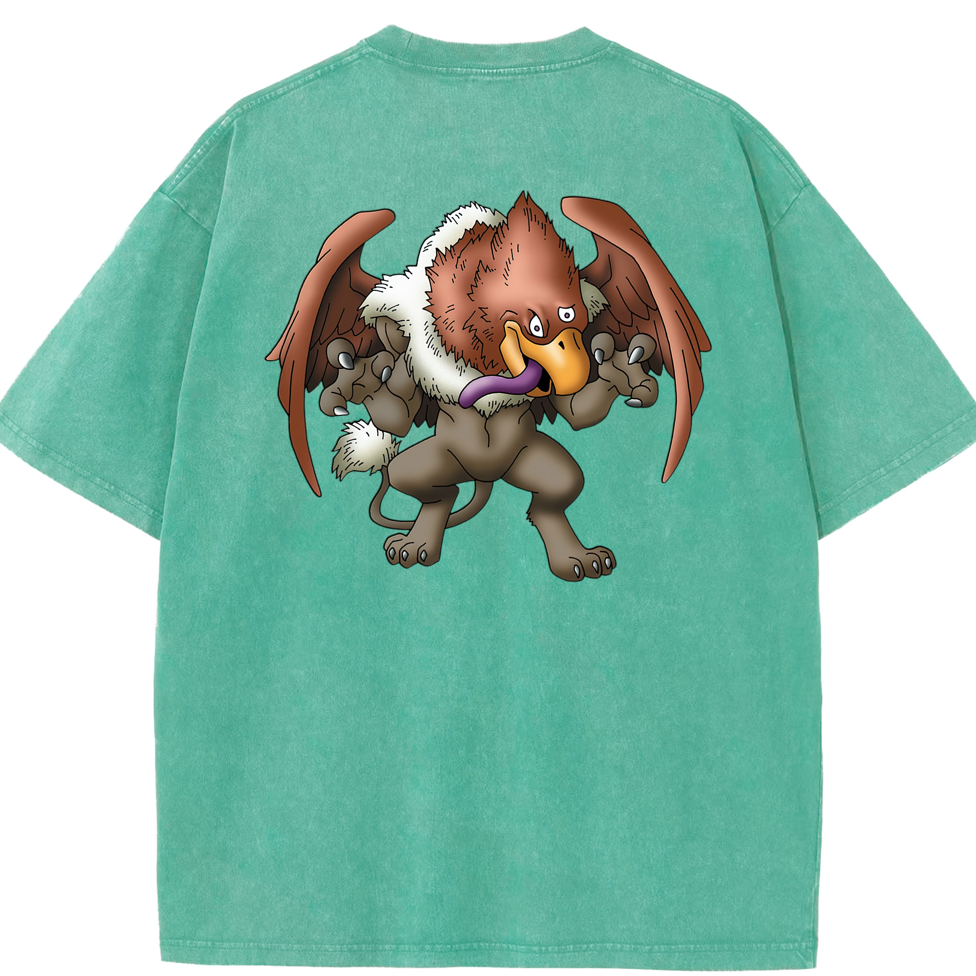 （画像用） ドラゴンクエスト Doragon Kuesuto Dragon Quest 綿100% ヴィンテージ風 半袖Tシャツ（背面プリント）
